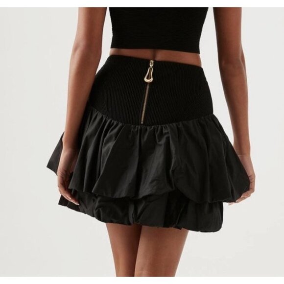 NEW with tags Aje Turner Bubble Mini‎ Skirt Black Size XXS flouncy ribbed waist - Picture 2 of 9